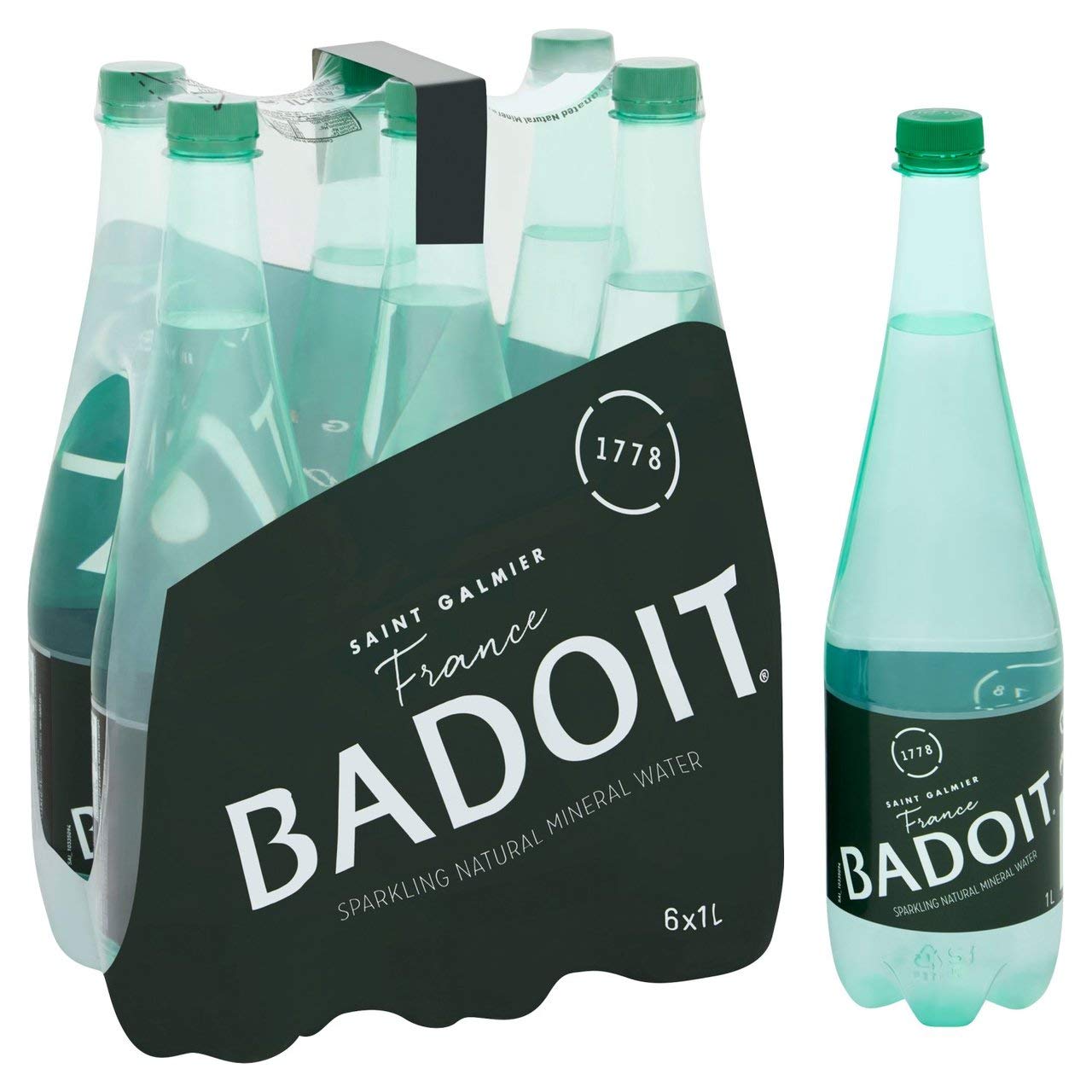 From France Badoit Naturally Sparkling Mineral Water 1 Litr Pack of 6