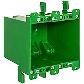 OneBoxForAll Old Work BaseBox – Expandable Double Gang PVC Electrical Box with 8 Knockouts & 4 Wings, 32 cu. in. Capacity - Single Unit