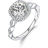 Art Deco Wedding Engagement Ring Round Cubic Zirconia Solid 925 Sterling Silver For Women