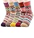 NXET Pack of 5 Womens Vintage Style Thick Wool Warm Winter Crew Socks Chrismas Socks