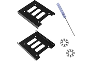 PHITUODA 2Pcs 2.5" to 3.5" SSD HDD Hard Disk Drive Bays Holder Metal Mounting Bracket Adapter with Screws & Screwdriver for P