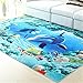 Blue Sea Theme Dolphin 3D Ocean Dolphin Fishes Pattern Blue Bathroom Floor Carpet - Flannel carpet Water and Skid Resistant Kids Home Decoration