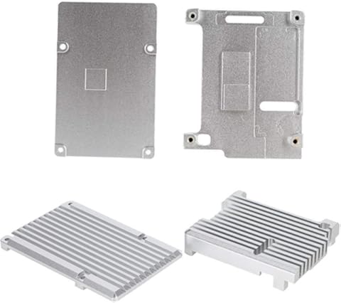 Dgtrhted Caja Protectora CNC de aleación de Aluminio del Caso del recinto sin Ventilador for Raspberry Pi 4B (Plata)