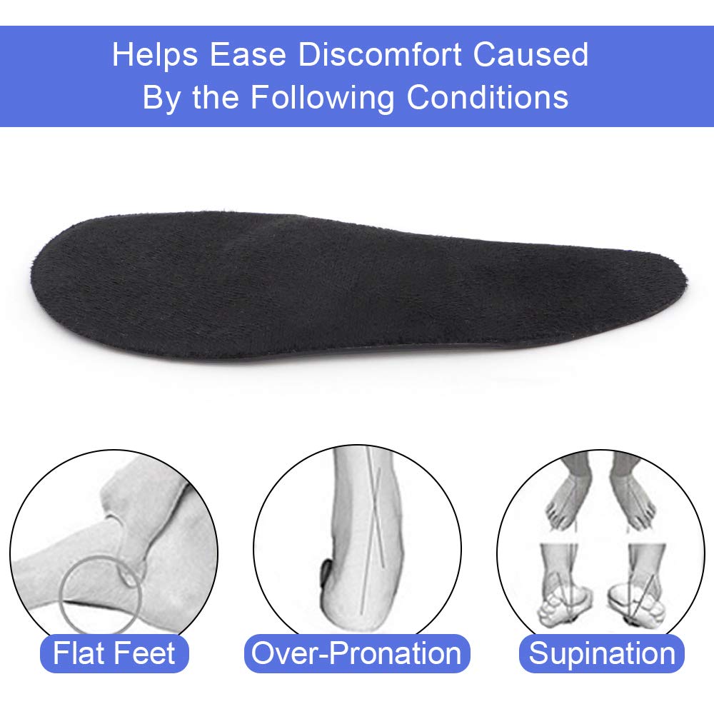 Dr. Shoesert Arch Support Shoe Insoles for High Arch, Flat Feet, Gel Arch Pad Relieve Pressure and Foot Pain for Women and Men (Black)