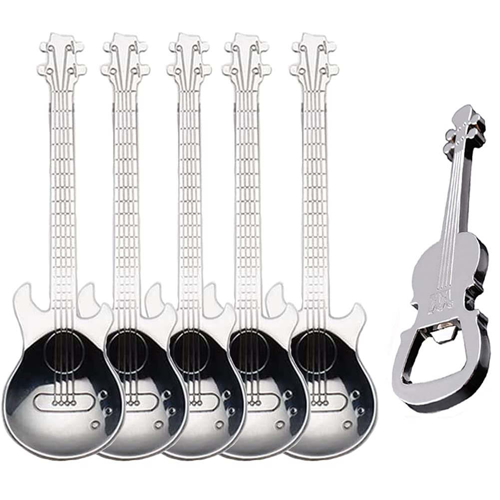 ESRISE Guitar Teaspoon Coffee Spoons, Stainless Steel Coffee Gifts Spoons for Men Christmas Gifts Birthday Gifts, Ideal for Coffee, Desserts, Drinks, Mixing