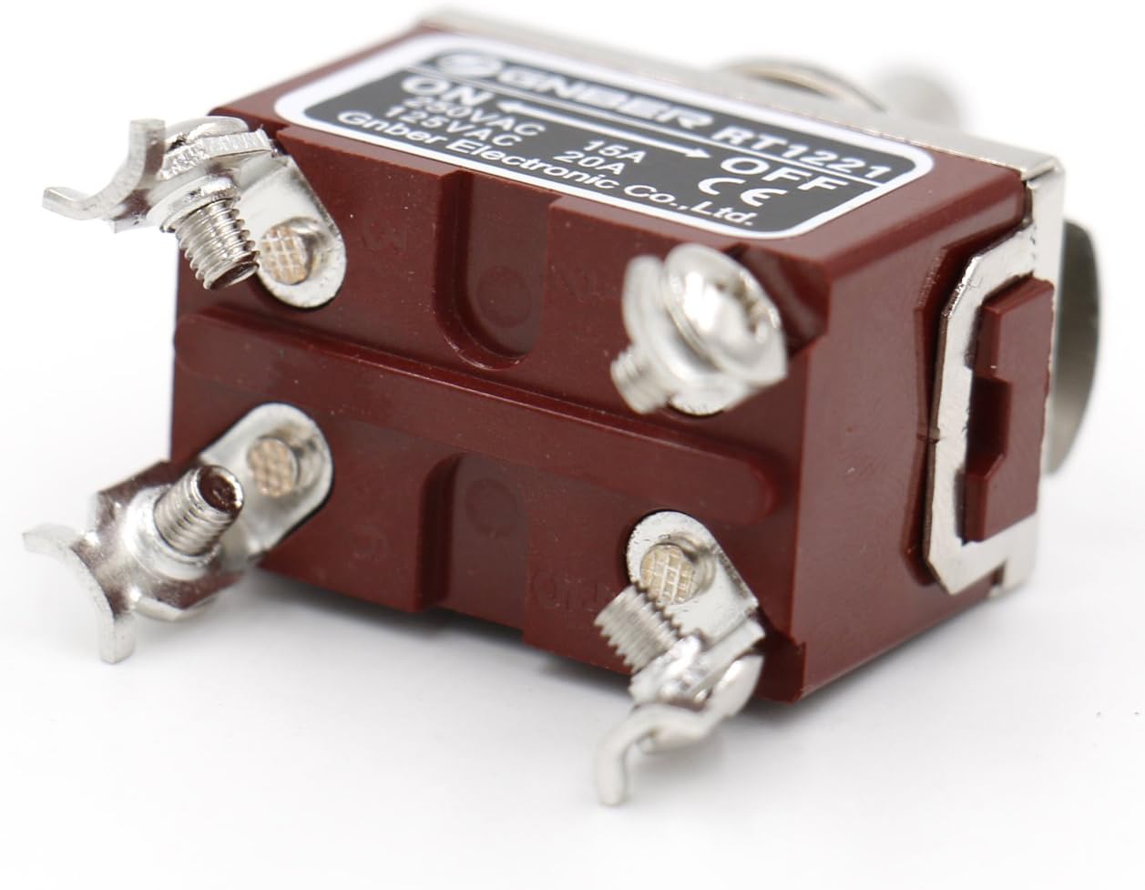 Heschen Metal Toggle Switch, RT1221, DPST, Maintained, ON/OFF 2 position, 15A 250VAC, CE, brown - Image 4
