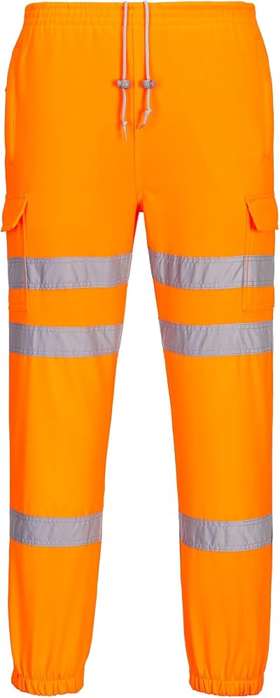 Portwest RT48 Men's Hi Vis Joggers Orange Size M - 3 Band Reflective Workwear