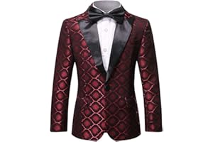 SWOTGdoby Boys Blazers Slim Fit Suit Jacket Formal Tuxedo Blazer Golden Shiny Dress Coat Ring Bearer Outfit for Party Prom