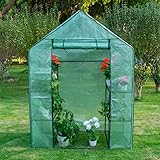 Sundale Outdoor Portable Gardening 2 Tier 4 Shelf Steeple Green House with PE Cover, Waterproof Walk in Plant Green House, 56.5"(L) x 29"(W) x 75.5"(H)