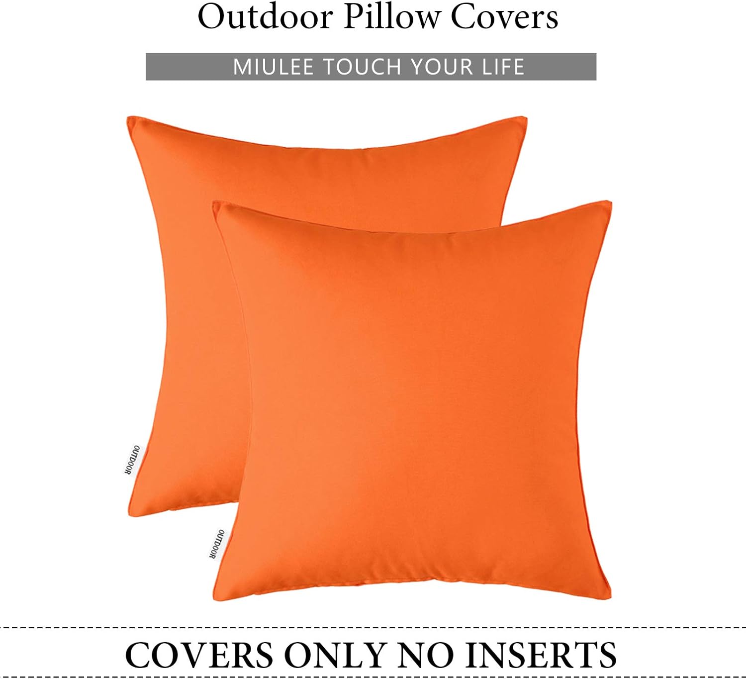 MIULEE Pack of 2 Decorative Outdoor Waterproof Pillow Covers Square Garden Cushion Sham Throw Pillowcase Shell for Patio Tent Couch 16x16 Inch Orange: Kitchen & Dining