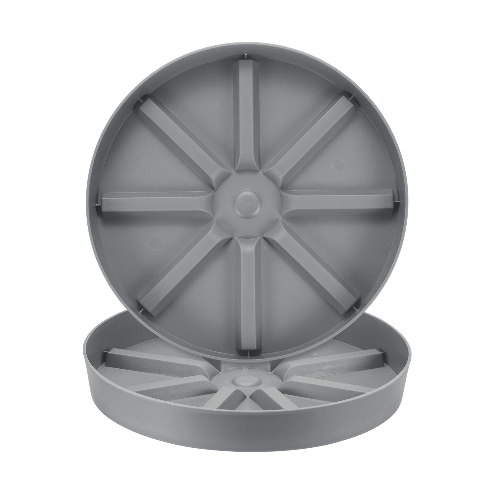 M METERXITY 2-Pack Plant Saucer, 12 Inch Flower Pot Saucers, Thicker Anti-Rot Root Plastic Plant Saucer for Indoor/Outdoor Potted Plant/Plant Water Catcher Tray [Grey]