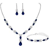 UDYLGOON Earrings Necklace Bracelet Jewelry Set for Women Costume Party Bride Bridesmaid Wedding Prom Jewelry