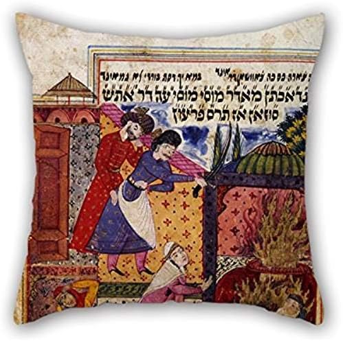 Oil Painting Scribe- Nehemiah Ben Amshal Of Tabriz - MÅ«sÄ NÄma (The Book Of Moses) By Mulana ShÄhÄ«n Shirazi Throw Cushion Covers 16 X 16 Inches / 40 By 40 Cm Best Choice For Ch
