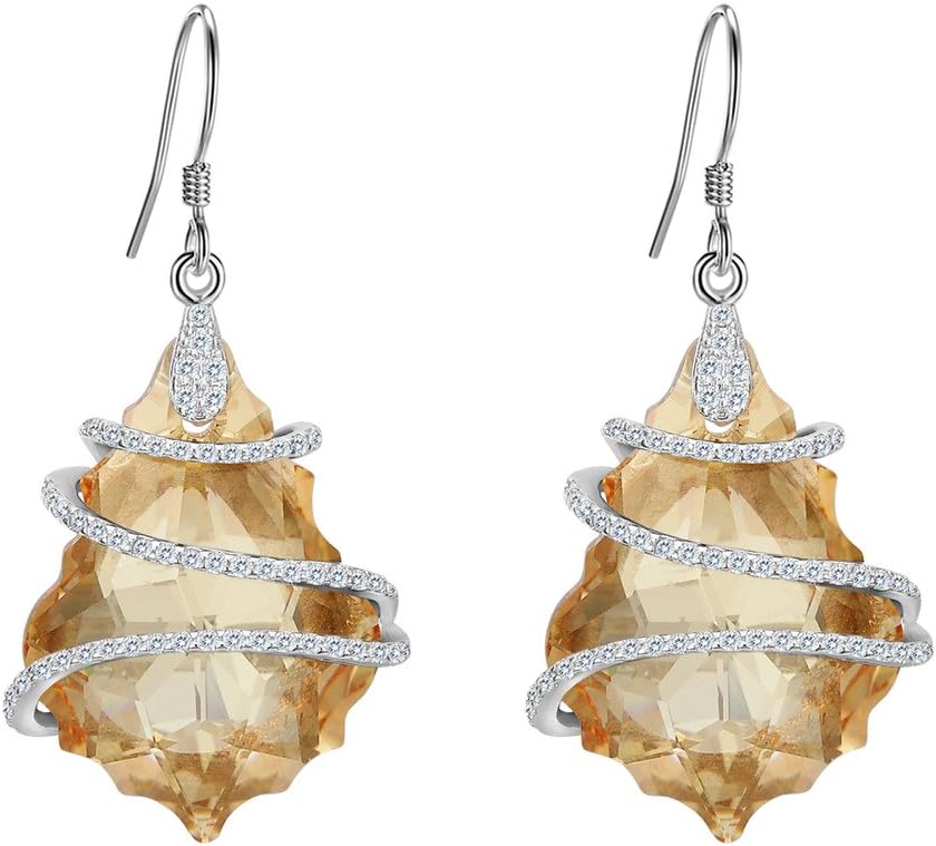 925 Sterling Silver Gift Jewelry For Women CZ Baroque Hook Dangle Earrings
