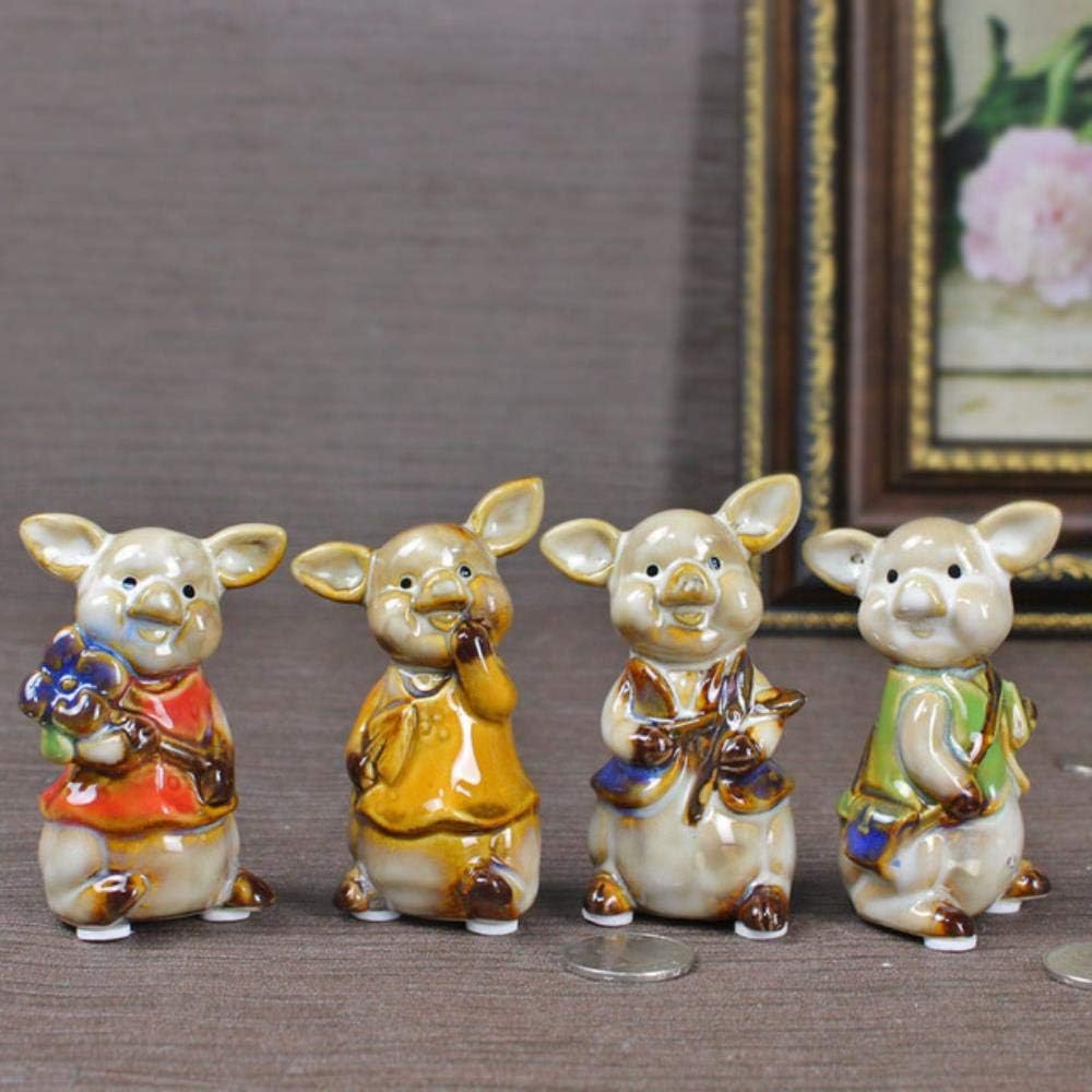 RHWZM Statue Ornament Crafts Collectible Porcelain Pig Figurine Decorations For Children Animal Lover Ceramic Statue Table Home Ornaments,Multi-Colored