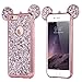 Rhinestone Mouse Ears for Apple iPhone 7 Plus / 8 Plus by Tech Express Design Cover Chrome Bumper Bling Sparkle Mickey Glitter Diamond Character Drop Protection Minnie Cover [TPU Case] (Rose Gold)
