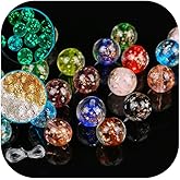 200 PCS 8mm Glow in The Dark Beads Bulk Round Luminous Glass Beads with Holes for Jewelry Making Bracelets Earrings Necklace Glow Loose Spacer Ball Bead DIY Craft Kit (Mixed Color)