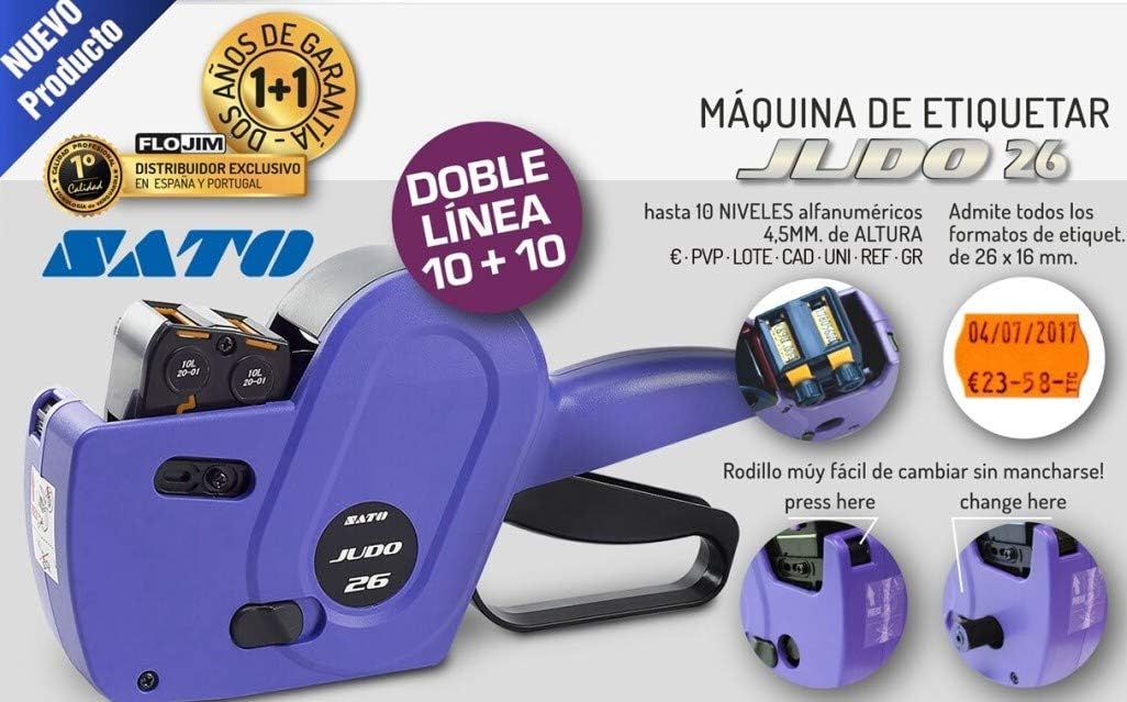 SATO Judo 26 Purple Labeler – 2 Lines – (10 + 10 Digits)