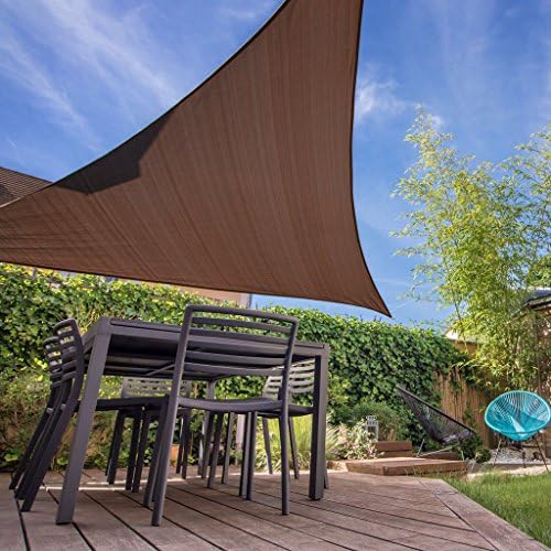 Belle Dura Brown 12' x 12' x 12' Triangle Sun Shade Sails UV Block for Shelter Canopy Patio Garden Outdoor Facility and Activities