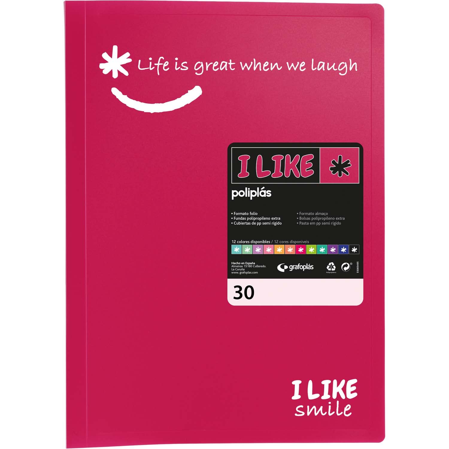 Grafoplás 1470854 Film Size Fuchsia 30 Pockets Transparent Polypropylene Like Polypropylene Polypropylene 1470854