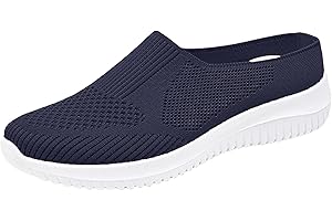 Women’s Breathable Knit Slip-On Walking Shoes, Comfortable Slip on Sneakers Knit Mules Shoes Mesh Backless Sneakers Breathabl