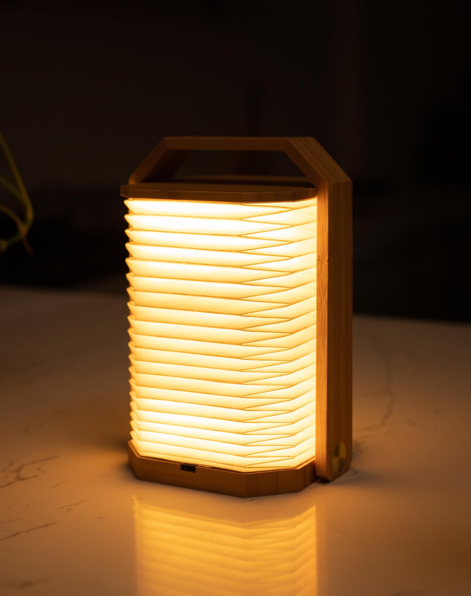 Photo 1 of ZBOLE Foldable Japanese Style Lantern, 1200mAh Rechargeable, 4-6H Runtime, 2-in-1 Handheld & Table Lamp, Soft Warm Light, Outdoor Camping Travel Gear, Home Decor & Gift (Bamboo)
