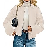 kipfall Womens Faux Suede Jackets Fall Fashion Outfits Coat Winter Clothes Open Front Cropped Jacket