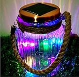 4Color 8LED Copper Wire Copper Finish Light Cap Solar Glass Jar Sogrand Solar Lights Small Glass Jars with Lids Hanging Lights Hanging Solar Lights Outdoor