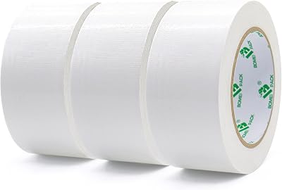 BOMEI PACK White Duct Tape 3 Rolls 48mm x 30m Reinforced Cloth Gaffer