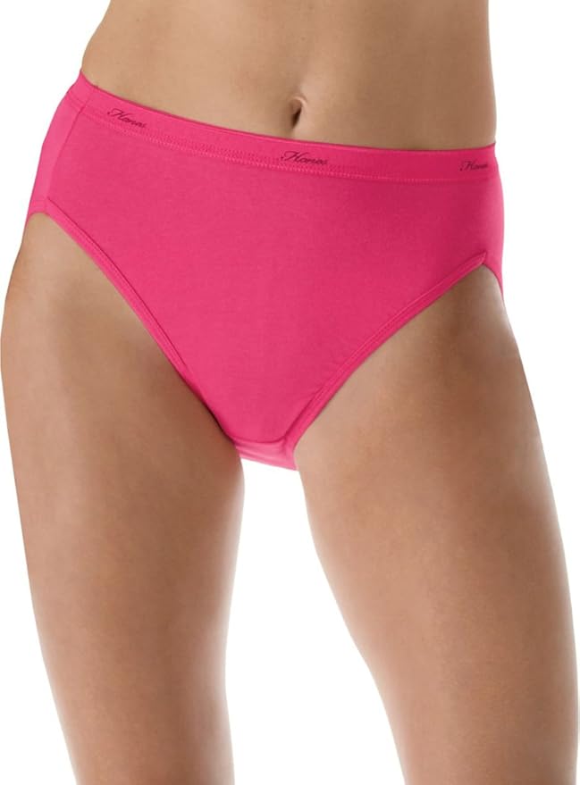Hanes Women's Plus Cotton HiCut Panties 5Pack_Assorted_11 at Amazon Women’s Clothing store