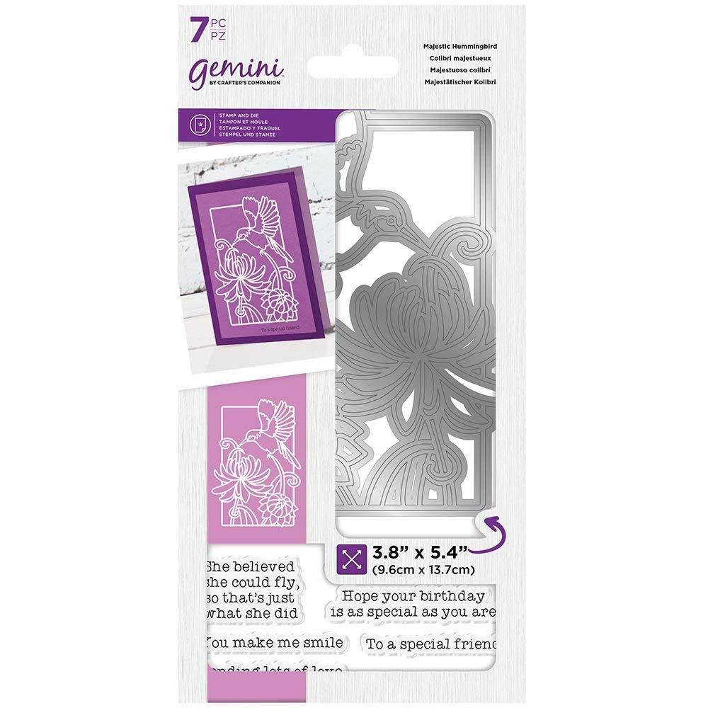 Gemini Stamp & Die Set-Majestic Hummingbird, Silver, One Size, GEM-STD-MHUM