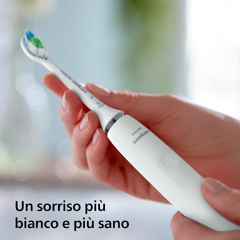 Sonicare 4100 - Spazzolino elettrico Philips Sonicare per adulti con 1 testina sonica Philips W2 Optimal White, custodia da viaggio sottile e caricatore USB modello HX3683/33