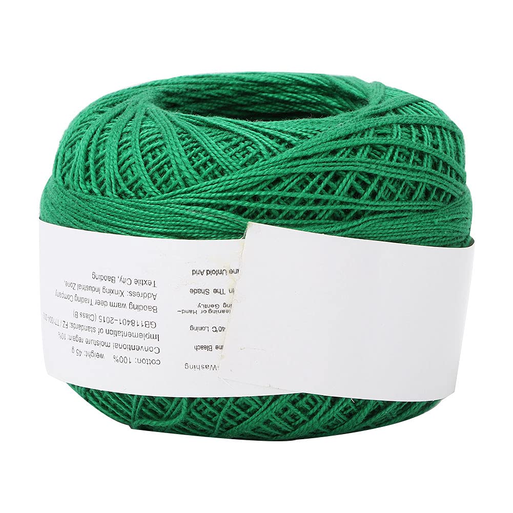 Cotton Hand Crocheted Lace Line, Yarn Assorted Colors Skeins Perfect for Mini Knitting and Crochet Project(Dark Green)