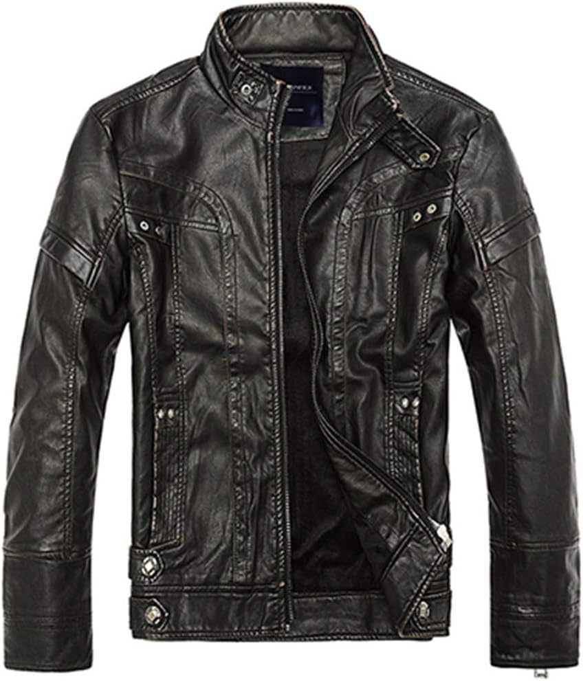Oudahood Mens Leather Jackets Motorcycle Bike Cowboy Jackets