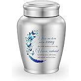 Kagrec 8.46 Inches Cremation Urn for Ashes for Adult Male Female Butterfly Stainless Steel Large Urn for Ashes for Women Men 150 Cubic Inches