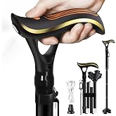 ispuoocti Folding Cane High-end Walking Cane for Men Women with Alarm&amp;Light | with 360&deg;Adaptive All-terrain Shock-absorbing Base and USB Charging Adjustable Foldable Canes for Seniors, Light Portable