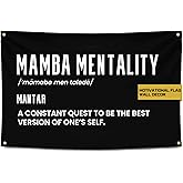 Gold Trident Flags Kobe Bryant Mamba Mentality Motivational Gym Banner – Discipline Poster for Gym, Dorm, Home Workout Space – Cool Fitness Wall Decor – Durable Polyester, Double Stitched – 3x5 Feet