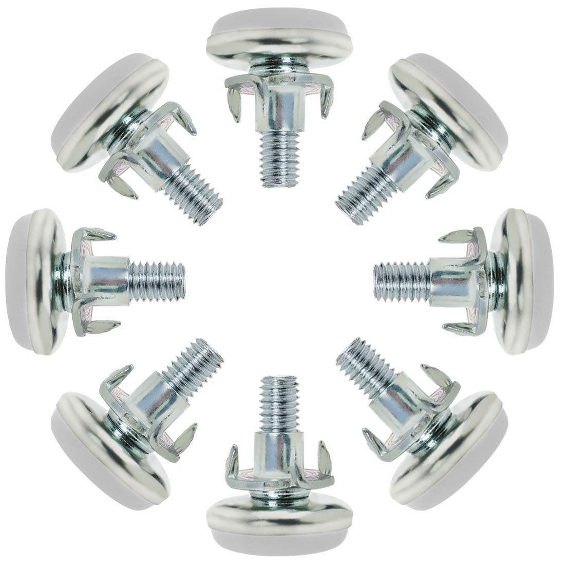 Sourcingmap M8 x 25 x 30mm Screw on Furniture Glide Leveling Feet Adjustable Leveler with T-Nuts for Cabinet Leg 8pcs