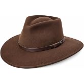 Bigalli Australian, Wool Felt Outdoor Fedora | 100% Merino Wool Felt, Extra-Wide Brim for Maximum Sun Coverage, Crushable, Water-Resistant, UV80 Certified.
