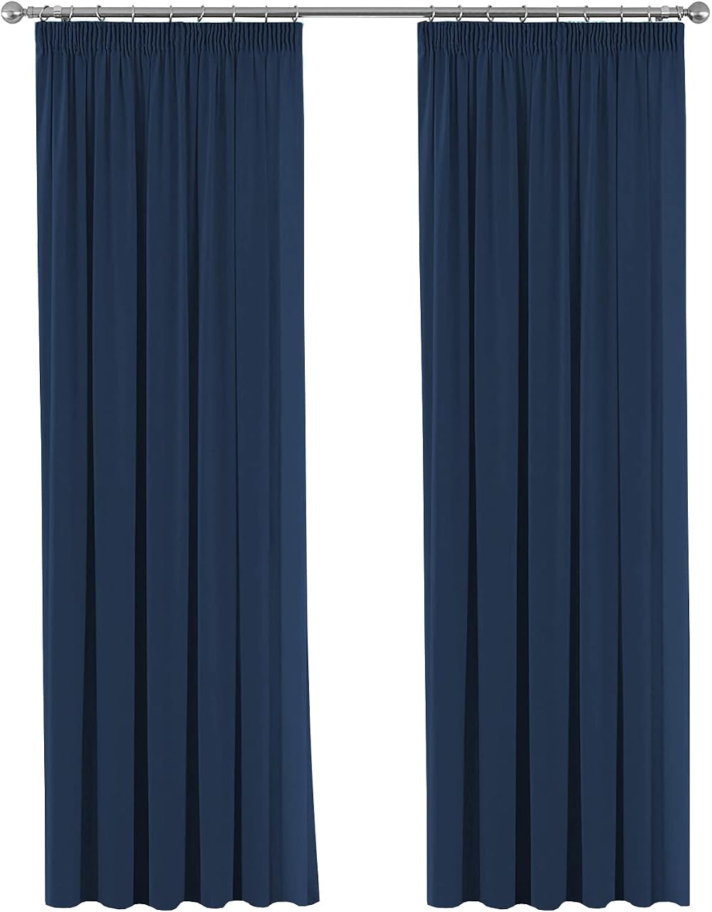 H.Versailtex 2 Panels Blackout Curtains 66x90 Navy Pencil Pleat Thermal