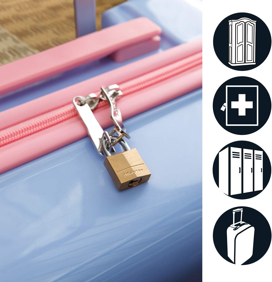 Master Lock 130EURD Pack of 2 Key Padlocks with Brass Body, Gold, 4,9 x 3 x 1,2 cm, 3 cm - Image 3