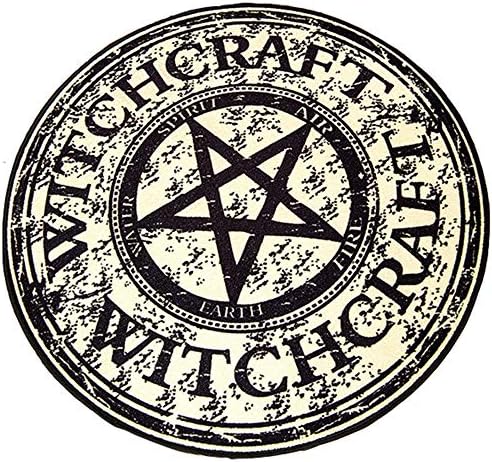 GRENSS Fashion Pentagram Soft Flannel Foot Door Yoga Chair Play Mat Bathroom Hallway Carpet Area Rug Round Home Decoration Black Star,Diameter 160cm