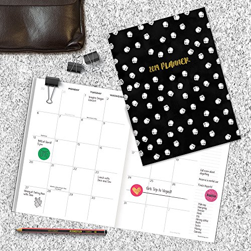 Time Factory Black and Floral Blooming 7.5" x 10.25" January -December 2019 Monthly Planner (19-4205) - Thumbnail 3
