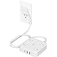Surge Protector Flat Extension Cord 5FT, TESSAN Flat Plug Power Strip with 4 Outlets 3 USB C Ports (1 USB C), 900 Joules Protection, Multiple Wall Outlet Extender Suitable for Home Office Dorm, White