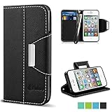 VAKOO PU Leather Flip Wallet Case for iPhone 4/4S - Black