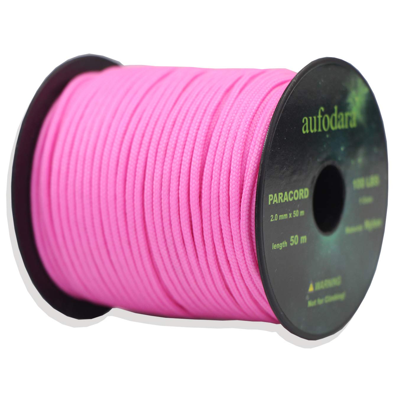 aufodara 50 Metres Paracord Cords, 2 millimetres Nylon Rope, 1 Core Strands (Pink, 50)
