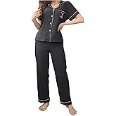 SHENHE Women's Button Down Pajama Set Short Sleeve Sleepwear Pj Pants Cute Bear Lounge Set