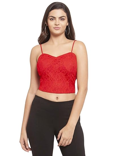 red lace bralette crop top