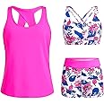 Tempt Me 3 Piece Tankini Swimsuits for Women Athletic Bathing Suits Swim Tank Top with Boy Shorts and Bra Modest Swimwear