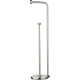 Amazon Basics Free Standing Bathroom Toilet Paper Holder Stand with Reserve, Silver Nickel